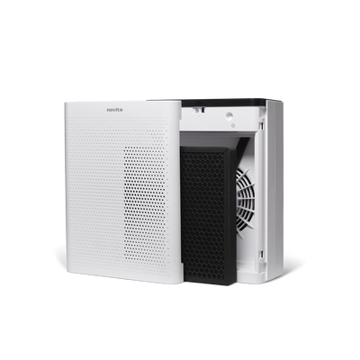 A white novita air purifier on a white background.