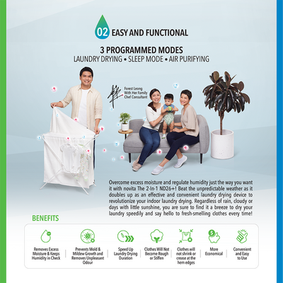 novita Dehumidifier + Air Purifier The 2-In-1 ND26+