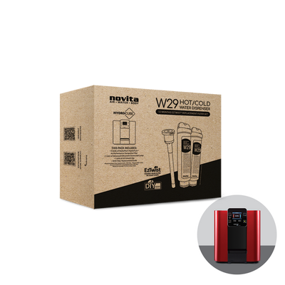 A box with a novita Hot & Cold Water Dispenser Filter Replacement Service and a box with a novita Hot & Cold Water Dispenser Filter Replacement Service.
