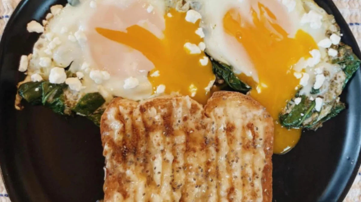 Pesto Eggs and Banana Honey Toast