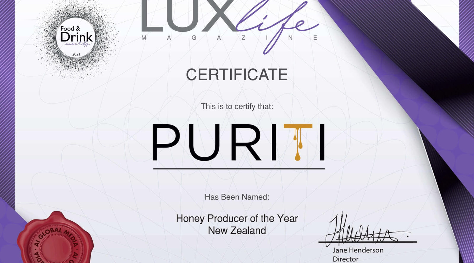 PURITI Wins Best NZ Honey Producer