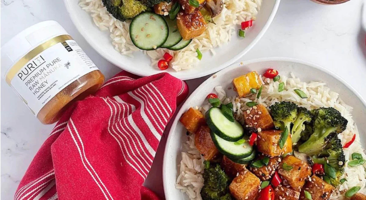 SWEET AND SPICY HONEY GARLIC TOFU