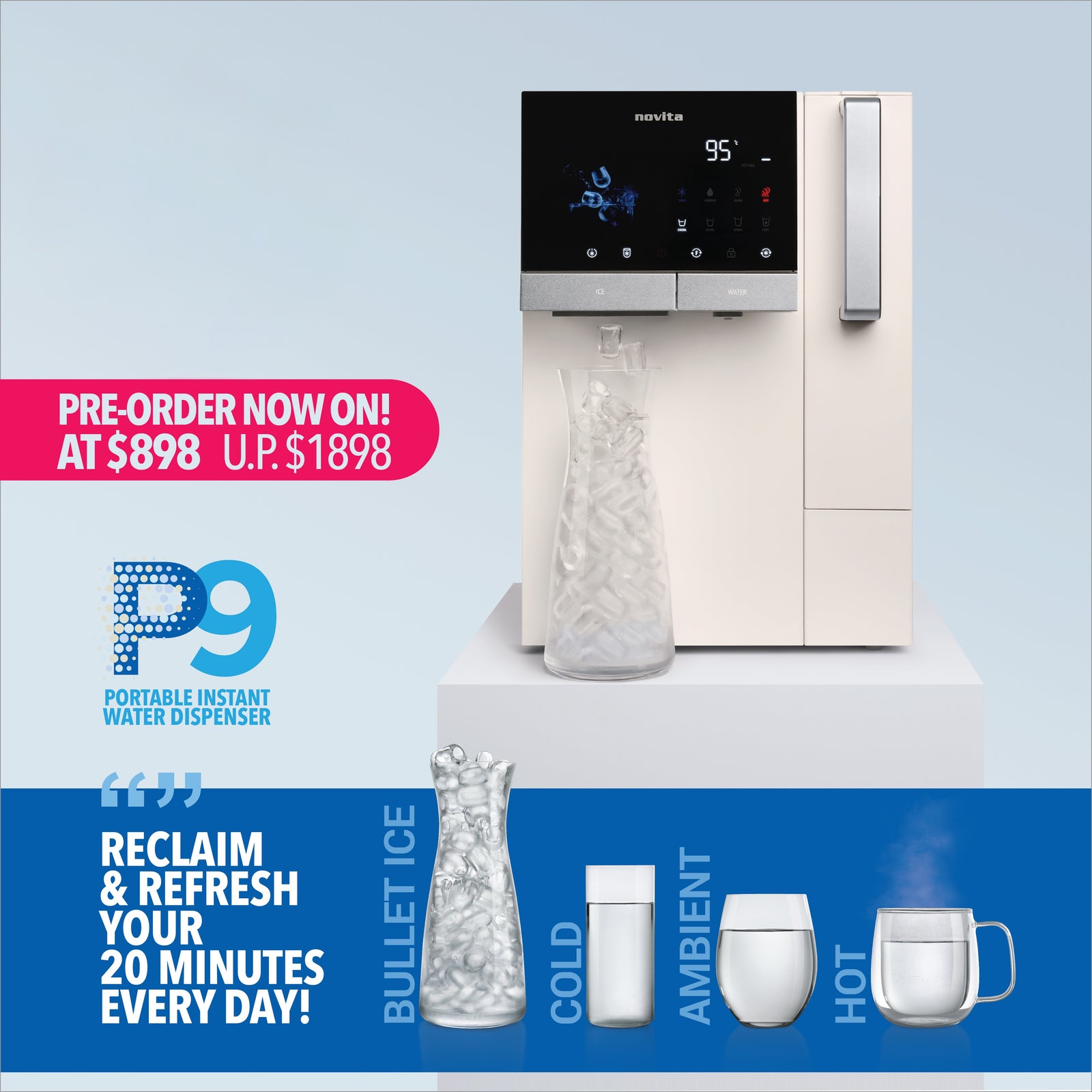 Instant Hot/Cold RO Water Dispenser + Ice Maker P9 with 5 Years Warranty