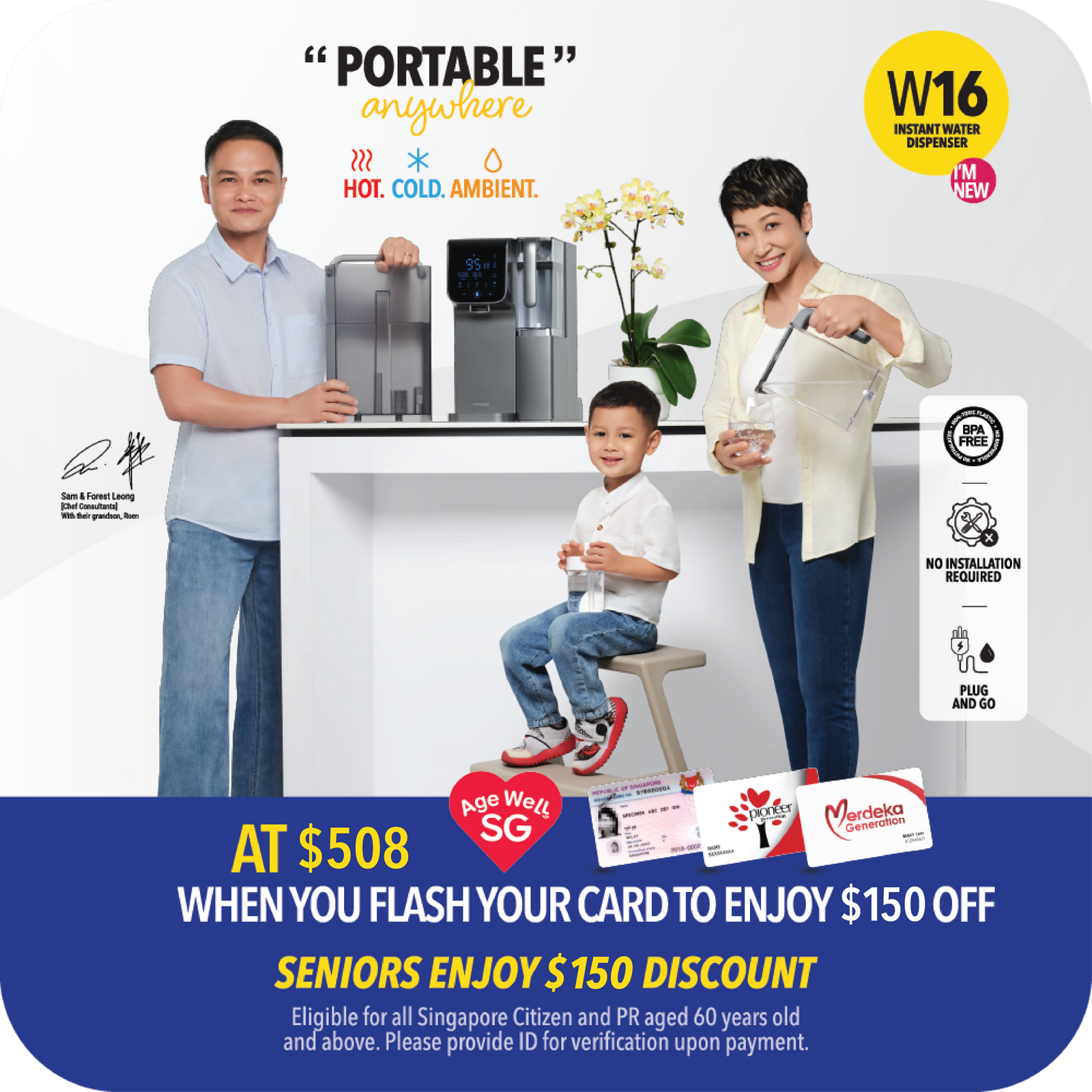 Instant Hot/Cold RO Water Dispenser W16 (Senior Citizen Promo)