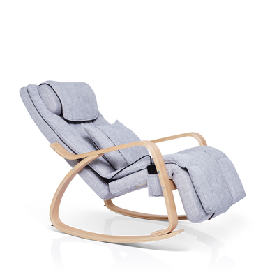 A grey Rocking Massage Chair B2 with a wooden base by novita.