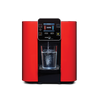 A red HydroCube™ Hot/Cold Water Dispenser W29 with 3 Years Warranty by novita with a glass of water.