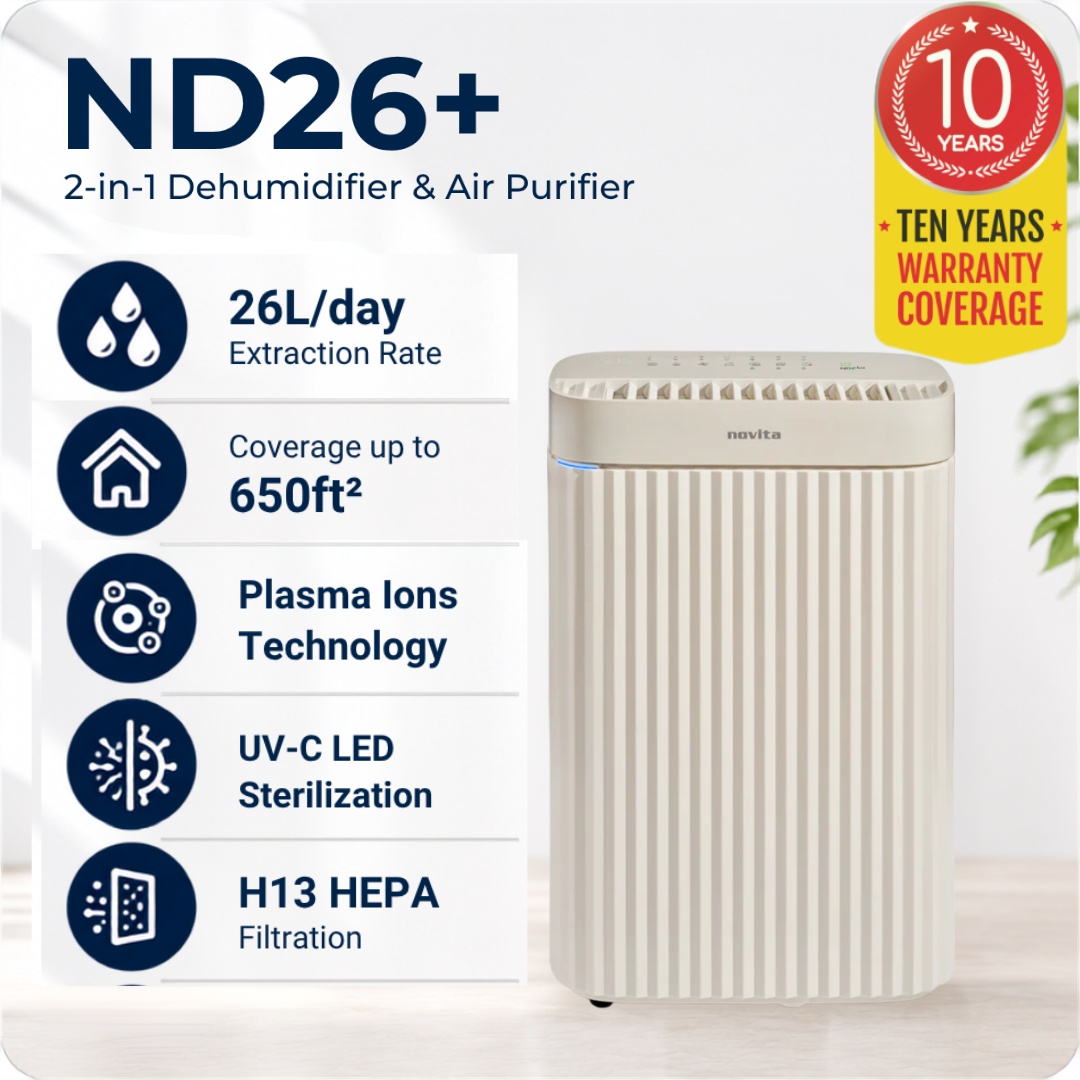 Trial w/o icons - Dehumidifier + Air Purifier The 2-In-1 ND26+