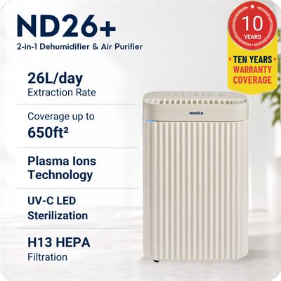 Trial w/o icons - Dehumidifier + Air Purifier The 2-In-1 ND26+
