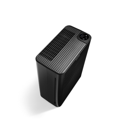 A black novita Air Purifier A5 Twin Pack + Extra Filter on a white background.