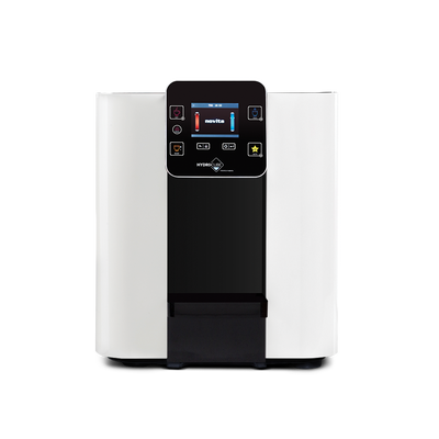 A white and black HydroCube™ Hot/Cold Water Dispenser W29 with 3 Years Warranty by novita on a white background.