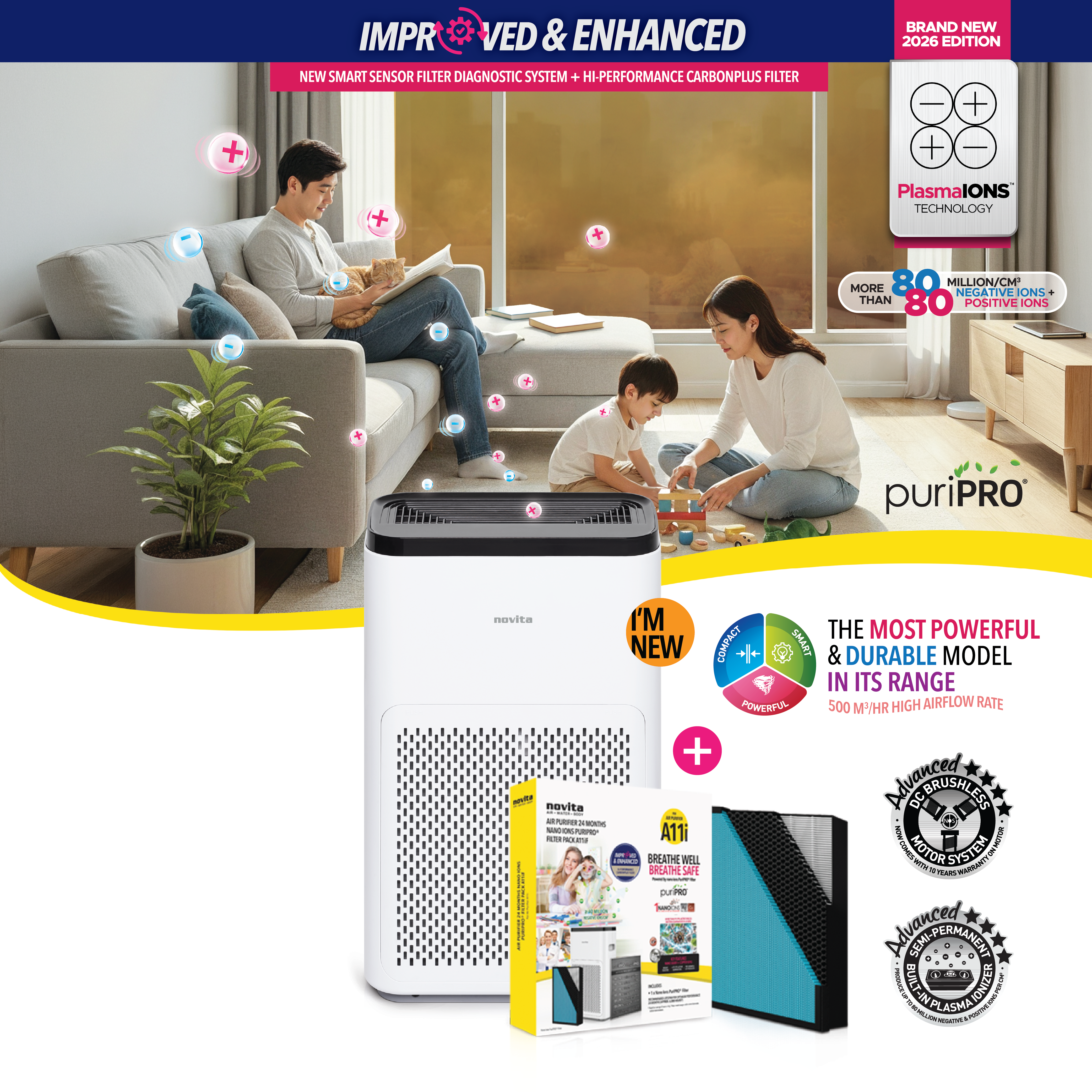 Bundle Deal: Air Purifier A11i with Extra Filter - novita SG