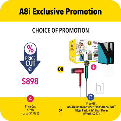 An exclusive promotion is available for customers with a choice of promotion. The novita Air Purifier A8i description is missing.