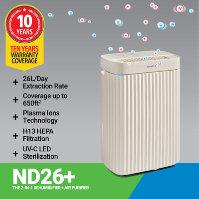 Trial w/o icons - Dehumidifier + Air Purifier The 2-In-1 ND26+