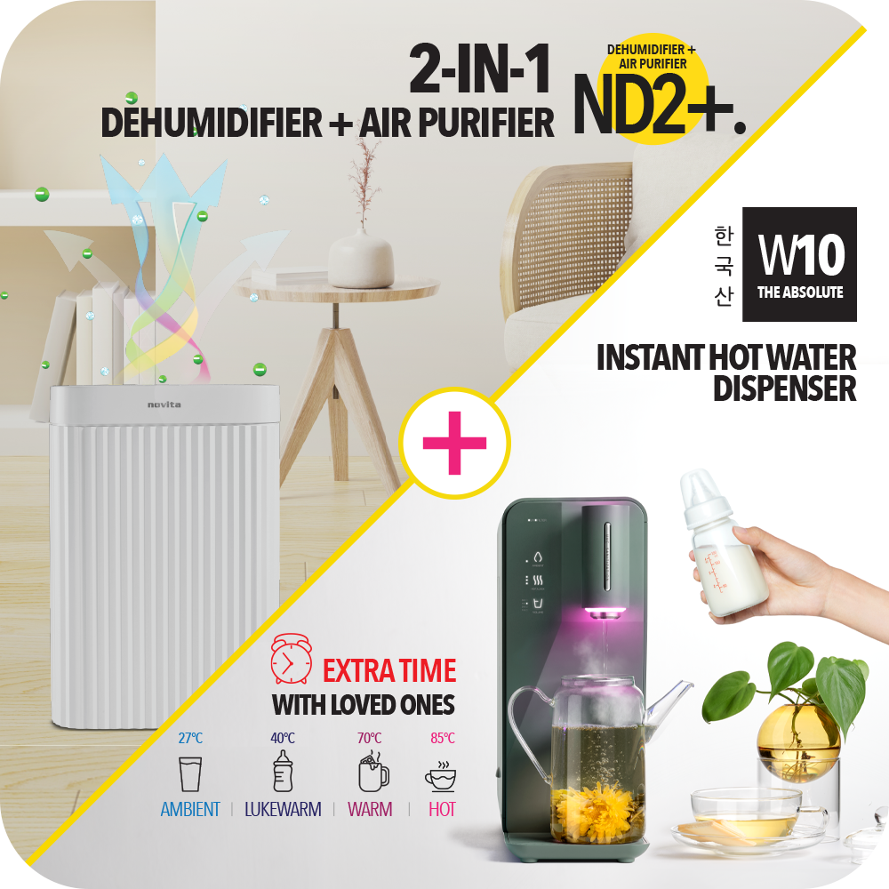 Non-Refundable Pre-Payment for New Homeowners - Bundle Set: Dehumidifier + Air Purifier The 2-In-1 ND2+ & Instant Hot Water Dispenser W10