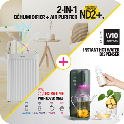 New Homeowners - Bundle Set: Dehumidifier + Air Purifier The 2-In-1 ND2+ & Instant Hot Water Dispenser W10