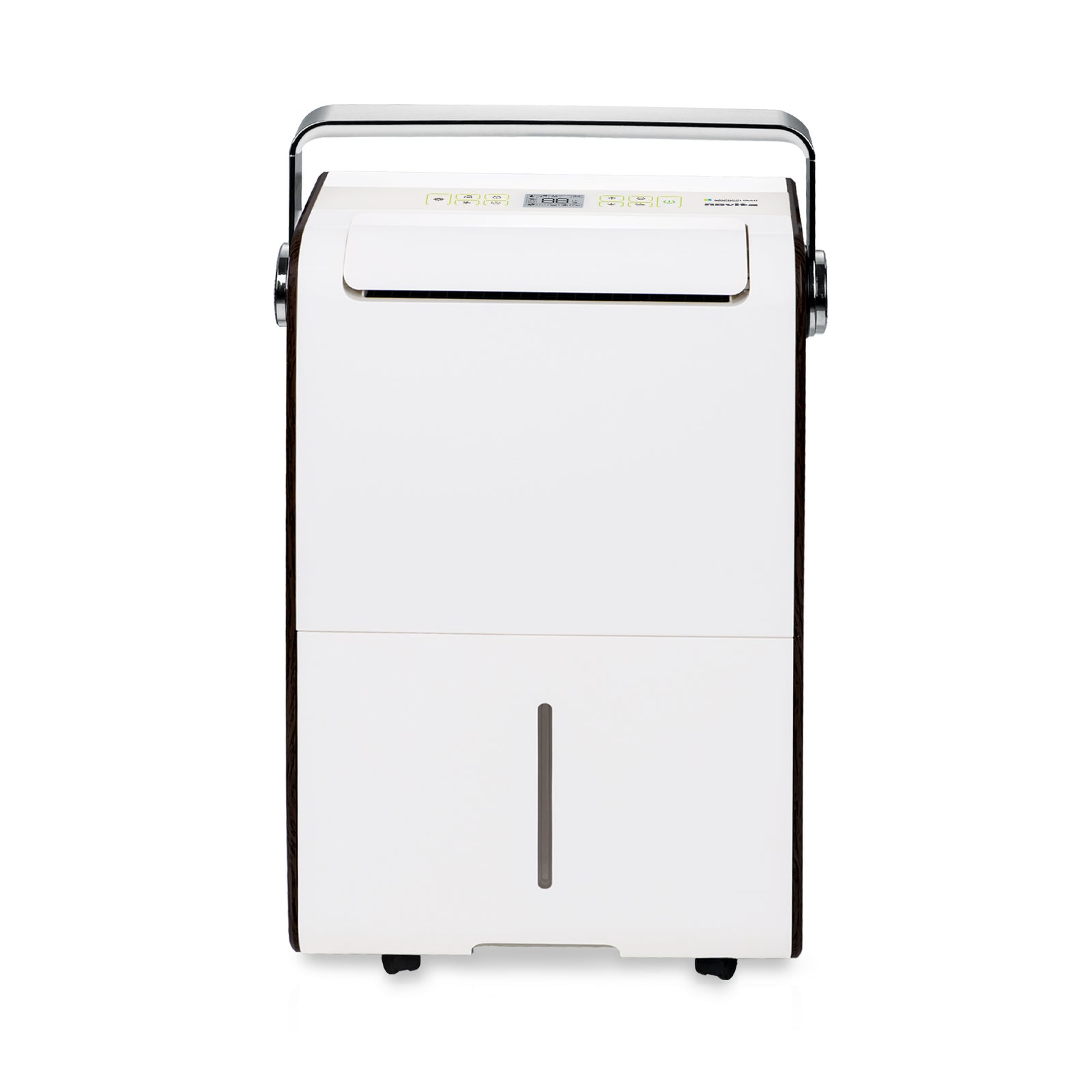 A white Dehumidifier ND838i on a white background with novita extended warranty.