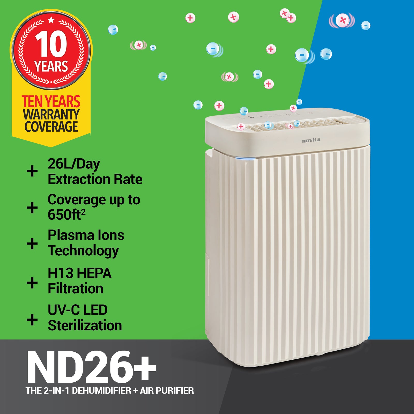 novita Dehumidifier + Air Purifier The 2-In-1 ND26+