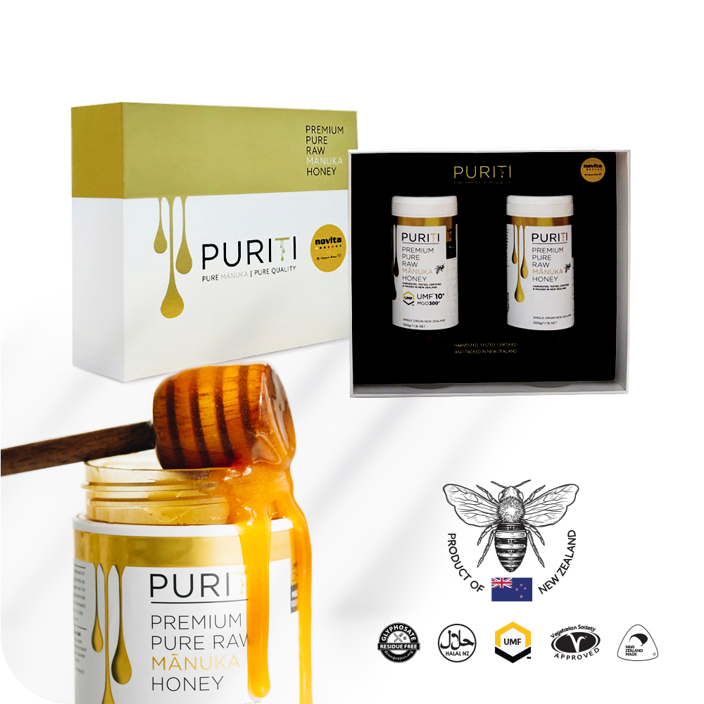 Gift Bundle: PURITI Premium Raw Manuka Honey UMF 10+ MGO 300 (500g) & UMF 15+ MGO 550 (500g)