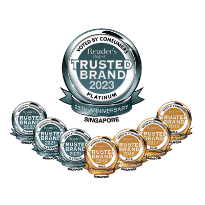 A set of awards for the novita brand in singapore.
