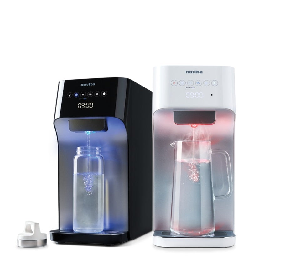 Two novita Trade-in - Hot/Cold Water Dispensers W28 – The WaterStation next to each other.