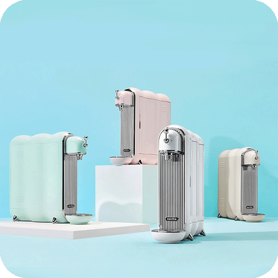 Four different types of novita Water Purifier W38 on a blue background.