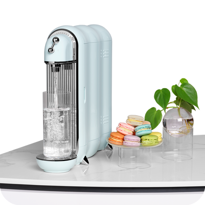 A novita Water Purifier W38 Product Warranty Extension - Standard Extended Carry-In Warranty with a glass of water and macaroons next to it.