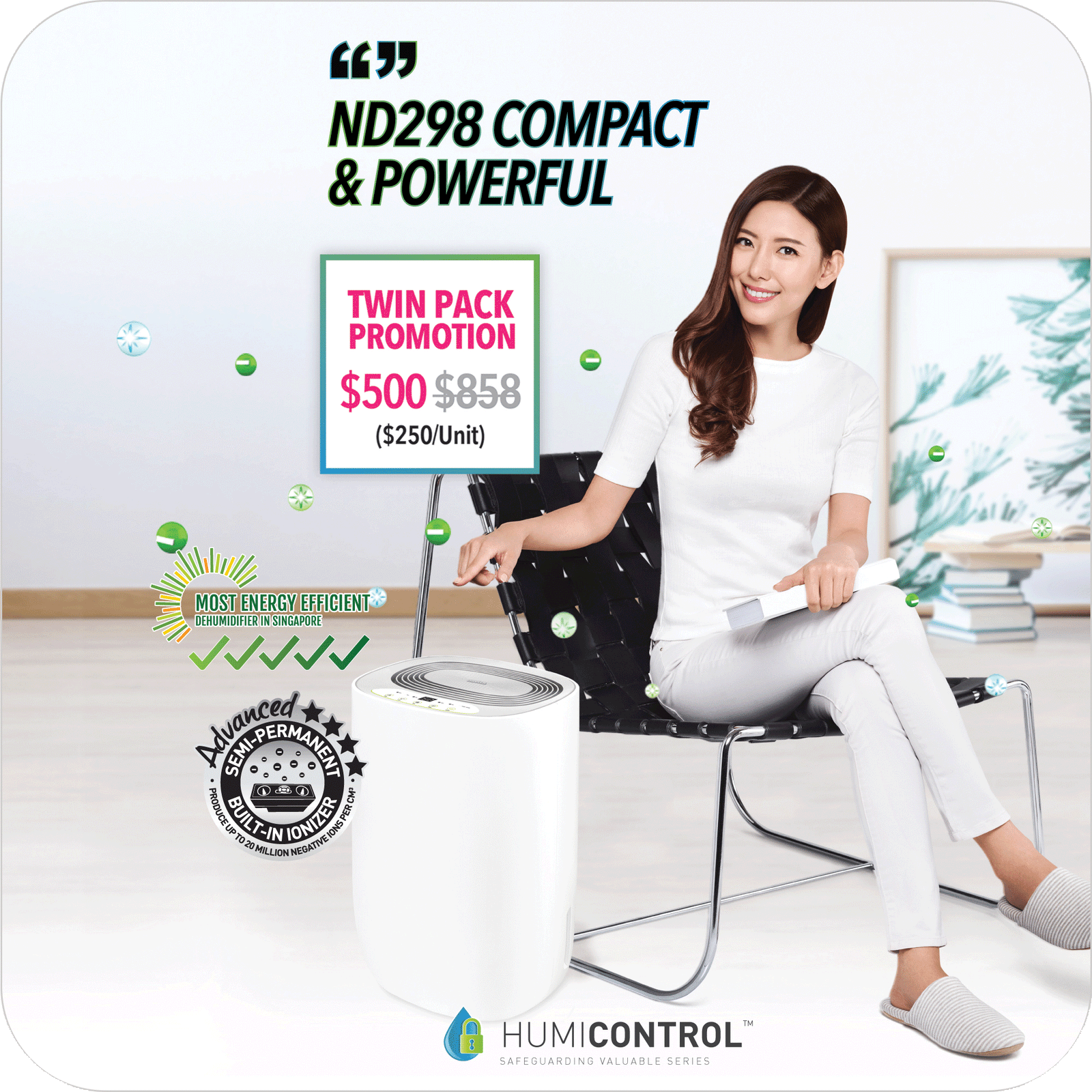 Novita ND298 Twin Pack dehumidifier is compact and powerful.