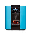 A blue HydroCube™ Hot/Cold Water Dispenser W29 with 3 Years Warranty coffee machine with a cup of tea. (Brand Name: novita)