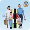 A family is posing for a photo with a novita HydroCube™ Hot/Cold Water Dispenser W29 with 3 Years Warranty to promote their healthy lifestyle.