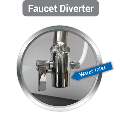 A novita faucet diverter with the words water inlet.