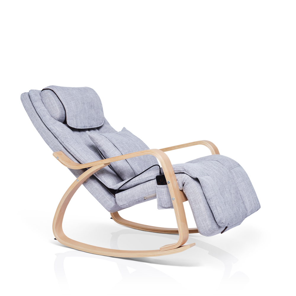 A grey Rocking Massage Chair B2 with a wooden base by novita.