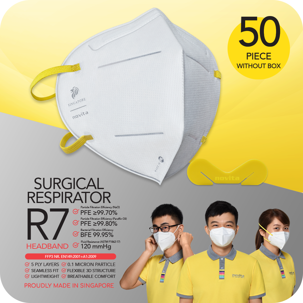 Adjustable fastener novita SG surgical respirator R7 headband FFP3 (50pcs without box)