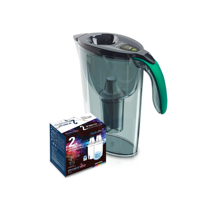 novita Bundle Deal HydroPlus® Water Pitcher NP3290UF & Filter Pack - Enhanced With Certified Advanced Ultra Hollow Membrane with 2 Pcs Filter Box NP3290UF Metallic Green Bundle