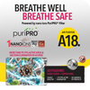 A poster promoting safe breathing with novita A18 nano ions PuriPRO® 24-Months Replacement Filter Pack - C air purifier.