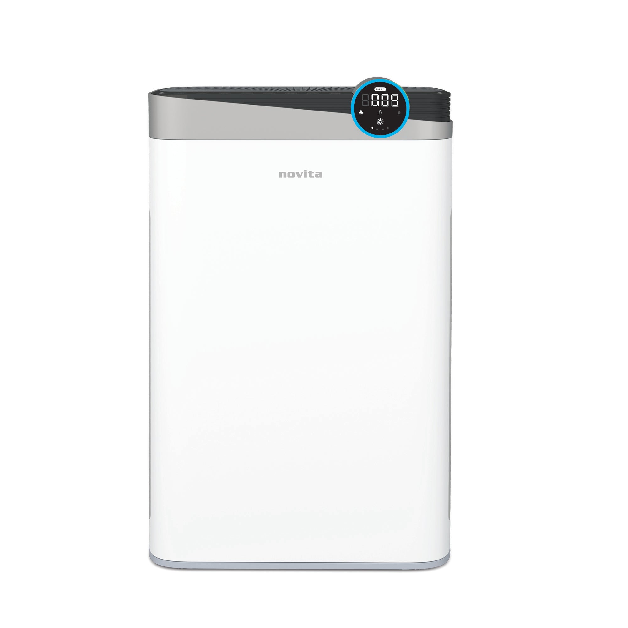 A white novita Air Purifier/ Sterilizer Service Maintenance on a white background with air flow output.