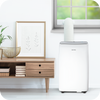 A Coolplus™ 3-In-1 Portable Air Conditioner NAC14000UV by novita with installation options in a living room.