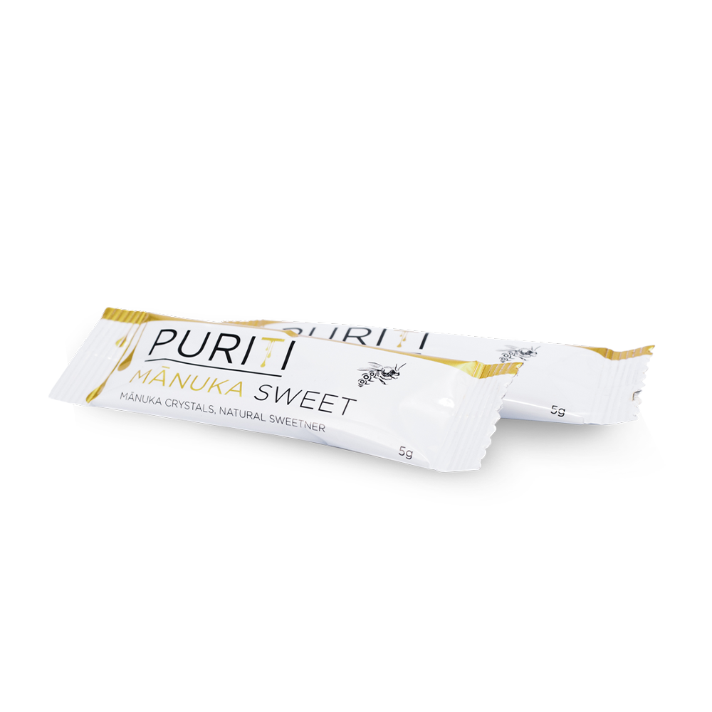 PURITI Manuka Honey Crystals UMF 5+ | MGO 100 bar on a white background. (novita SG)