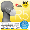 A poster with a man wearing a Surgical Respirator R5 Earband FFP2 (100pcs in a box) from novita SG.