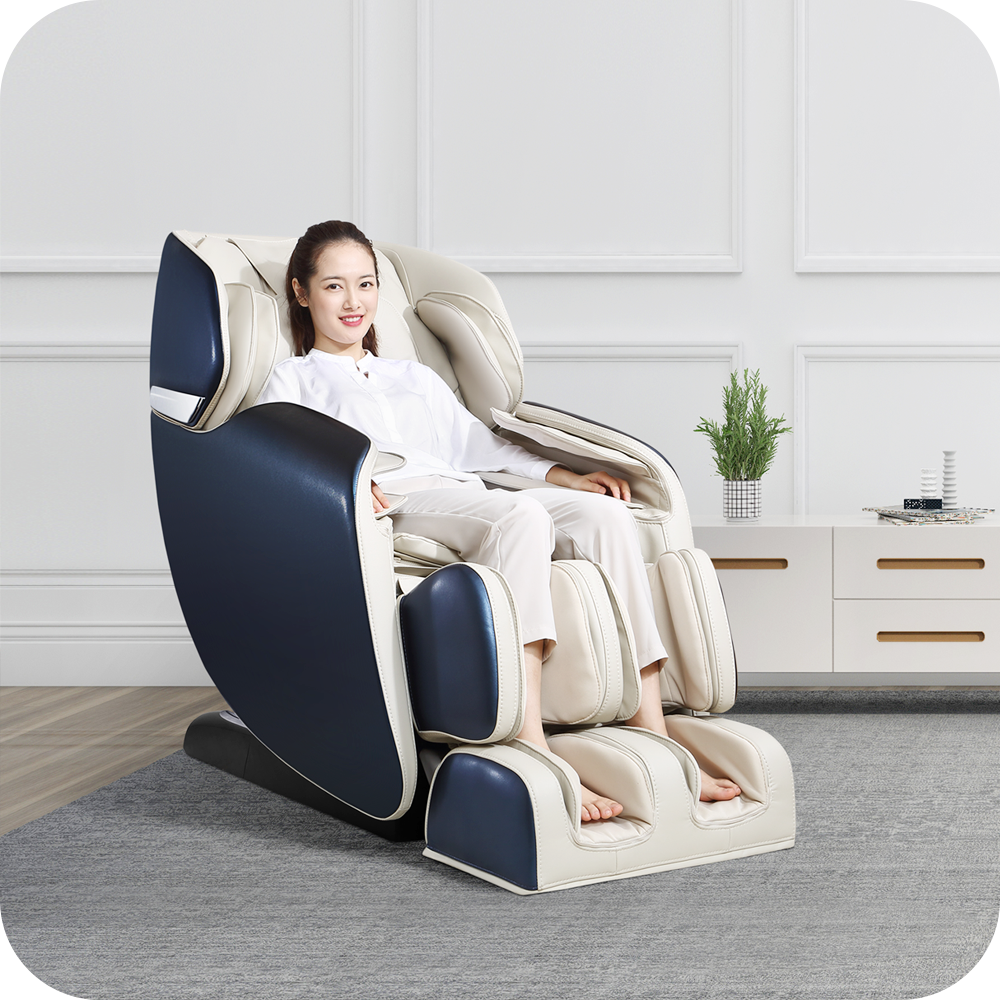 A woman sitting in a novita Massage Chair B11.