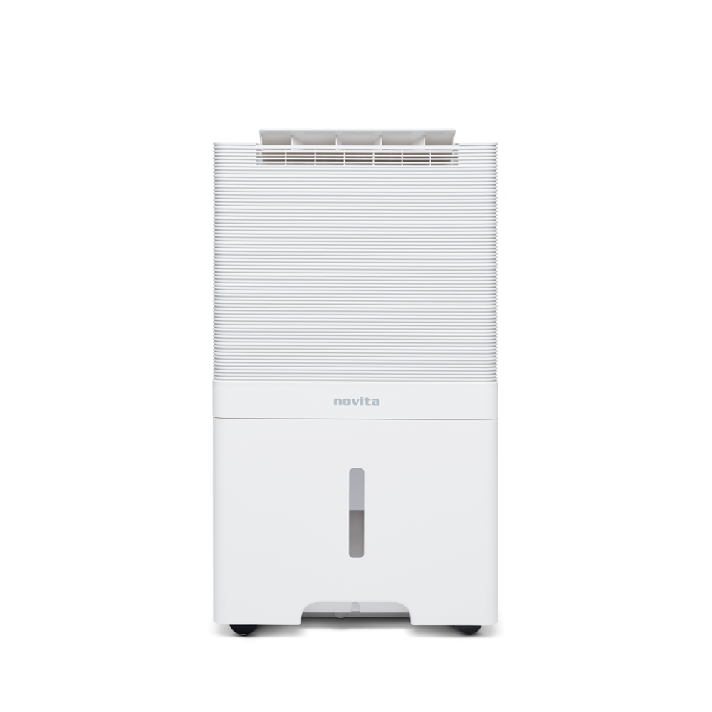 A white novita Dehumidifier + Air Purifier The 2-In-1 ND60 Product Warranty Extension on a white background.