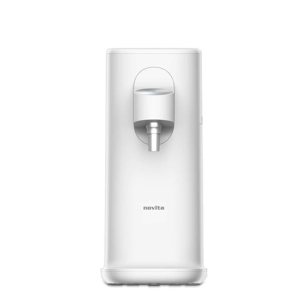 A novita white water dispenser on a white background.