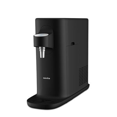 A black Instant Hot/Cold Water Dispenser W1 from novita on a white background.