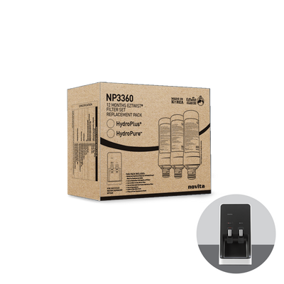 A novita Hot & Cold Water Dispenser Filter Replacement Service with a novita black filter and a novita Hot & Cold Water Dispenser Filter Replacement Service with a novita black filter.